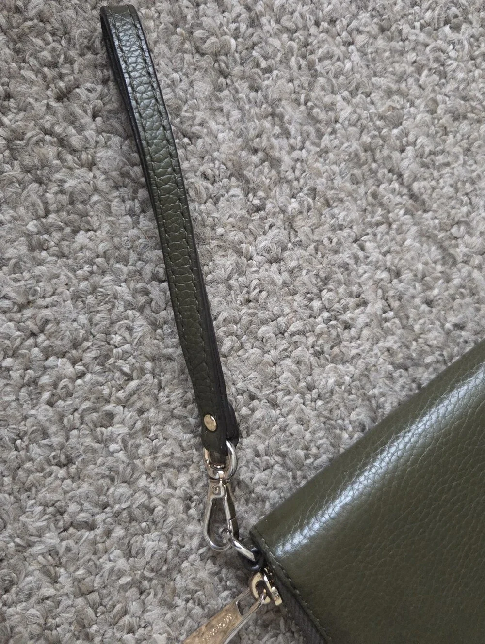 Michael Kors Olive Green Pebbled Leather Wristlet Wallet